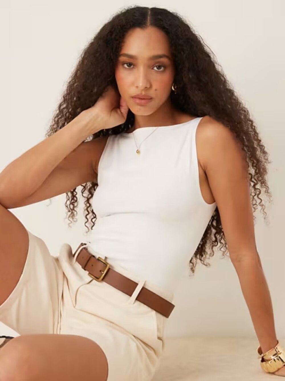 Abercrombie & Fitch White Modal High Neck Bodysuit